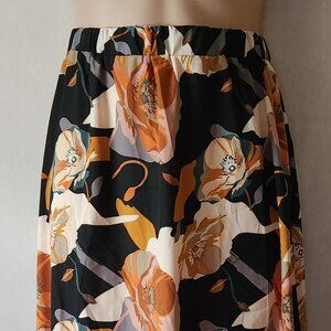 Beautiful skirt sz 3X floral orange black gray EUC